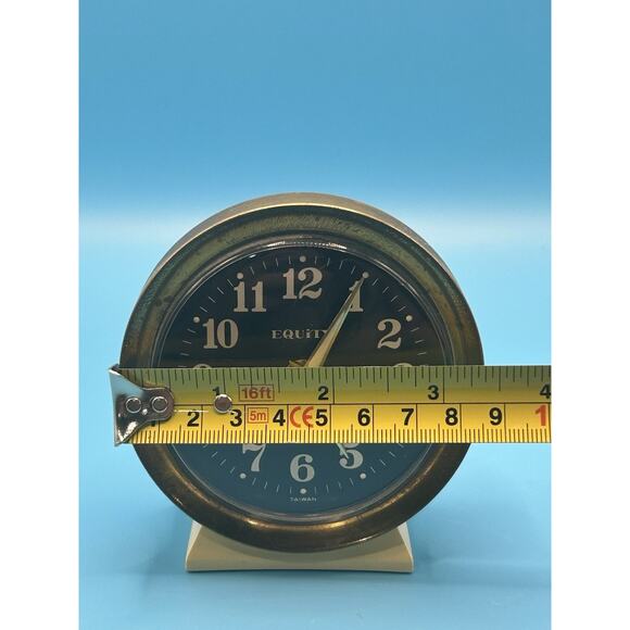 Vintage Equity Minibell Wind-Up Alarm Clock Black Gold Retro Cream Base - Picture 7 of 7